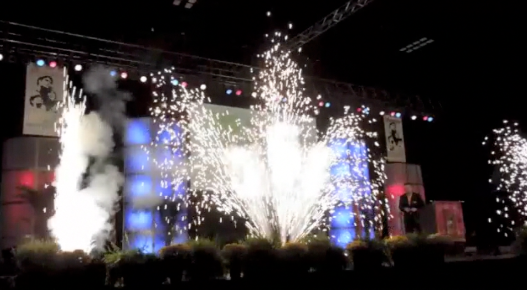 indoor  pyrotechnics gerb fountians at corporate event